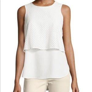 Michael Kors Cream Eyelet Layered Tank Top Size M